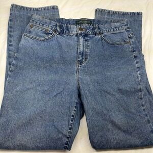 LRL Ralph Lauren Jeans Co Womens Sz 8 Blue Classic Straight Leg  Embroidered